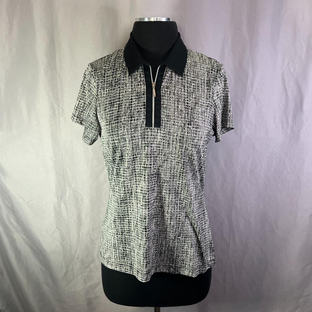 Tail White Label Polo Shirt Womens Small White Black Moisture Wicking Athleisure